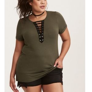 Torrid Deep V Lace Up Tee